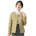 【送料無料】CLAZOLIY ライトダウン ノーカラージャケット レディース インナーダウン 軽量 暖かい 防寒 ダウンジャケット クルーネックまたはVネック ...