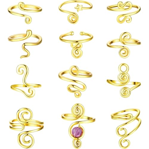 【送料無料】Jstyle トゥリング レディース 人気 12点 調節可能 女性 つま先 リング ゴールド プラチナ..