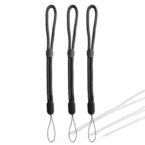 【送料無料】[ALLVD] スマホ リストスト手首バンド ストラップの落下防止 落下防止 紛失防止 ちょうせいき カメラ/キー/USBメモリの紛失防止用 （3本入り ブラック）