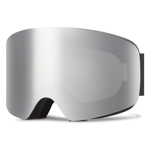 【送料無料】[Berikin] ハードケース付き スキーゴーグル 超ビッグレンズ 180°広視野柱面 シルバーミラ..