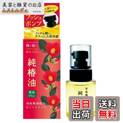 【送料無料】本島椿 純椿油プッシュタイプ 65ml 色：レッド、サイズ：65ミリリットル (x 1)