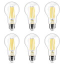 【送料無料】DiCUNO LED電球 E26口金 電球色 60W形相当 エジソン電球 6W フィラメント電球 806lm 2700k 一般電球形 クリアタイプ 省エネ 全方向 A60 調光器非対応 6個入