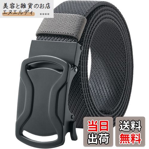 【送料無料】[LionVII] ベルト メンズ 伸縮 - オートロック式 ナイロンベルト 作業 スポ ...