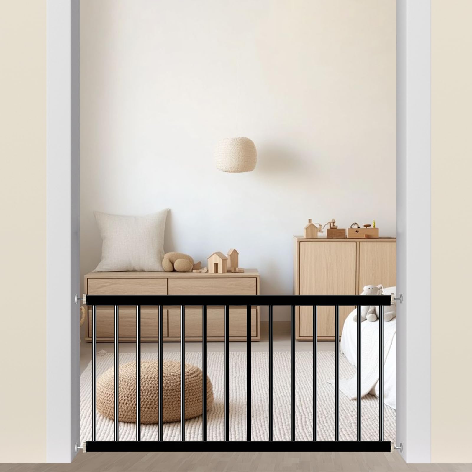 【送料無料】TSAYAWA ベビーゲート 低い パーテーション 犬ゲート 低いゲート 突っ張り式 高さ44cm 室内 ペット柵 小型犬フェンス (幅92-98cm, ブラック)