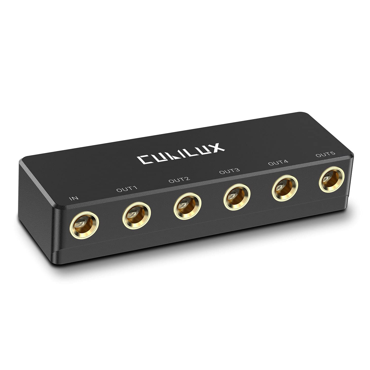 【送料無料】Cubilux 5ウェイ6.35mmイヤホン分配器、1入力 5出力 6.35 mmマルチオーディオスプリッター、複数スタジオヘッドホン接続、ギター、電子ピアノ、楽器信号分岐機