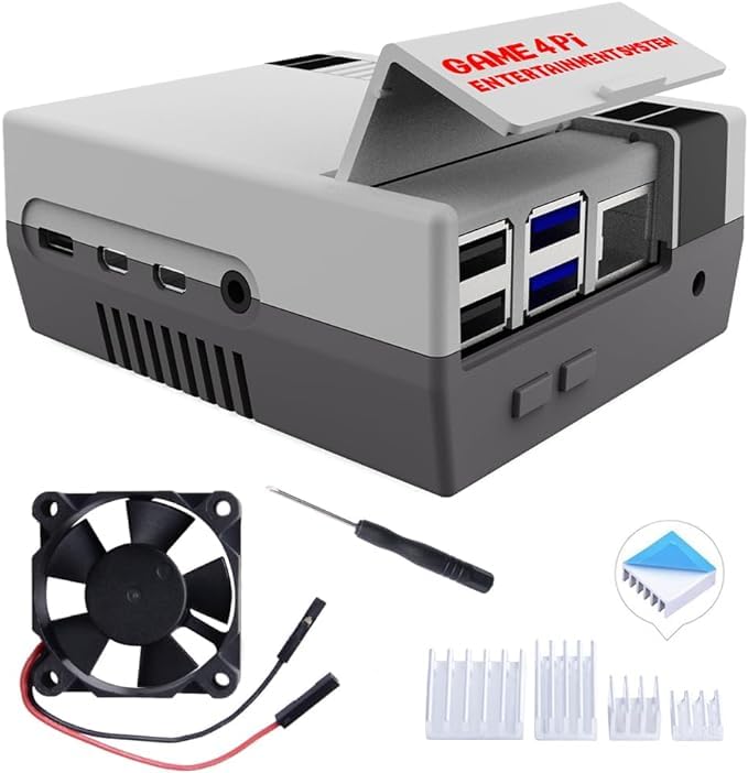 【送料無料】GeeekPi レトロゲームNes4PiケースRaspberry Pi 4ケースファン付きRaspberry Pi冷却ファンRaspberry PiヒートシンクRaspberry Pi 4モデルBと互換性あり (Nes4Piケース)