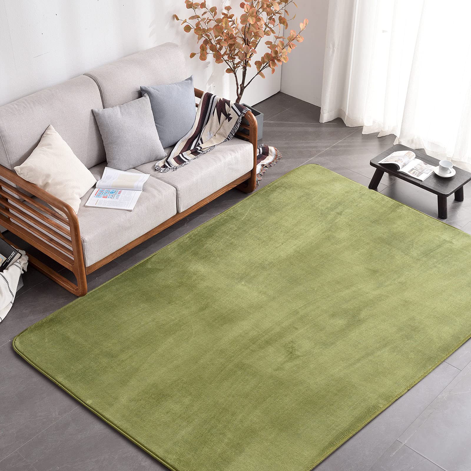 【送料無料】ラグ カーペット 低反発 ラグマット 3畳 厚手15mm 190x240cm 滑り止め付 洗える 防音 床暖房 ホットカーペット対応 防ダニ 抗菌 フランネル ウレタン 厚い じゅうたん 無地・グリーン AICOMRI beautygoodsnld-10228218 美容と雑貨のお店 エヌエルディ サンプル画像2
