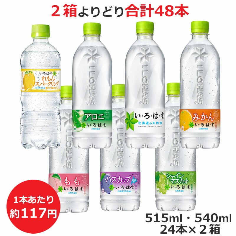 よりどり選べる2箱セット 500mlPET×24本 合計48本 い ろ は す スパークリングれもん アロエ 北海道の天然水 みかん もも ハスカップ シャインマスカット コカ コーラ商品以外と 同梱不可 【D】(送料無料 九州 沖縄 離島を除く)