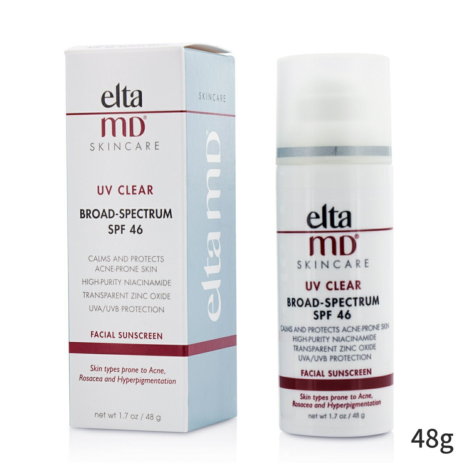 륿MD Ƥߤ EltaMD UV Clear Facial Sunscreen - For Skin Types Prone To Acne, Rosacea & Hyperpigmentation 48g ǥ 󥱥  ò UV  ץ쥼 ե ...