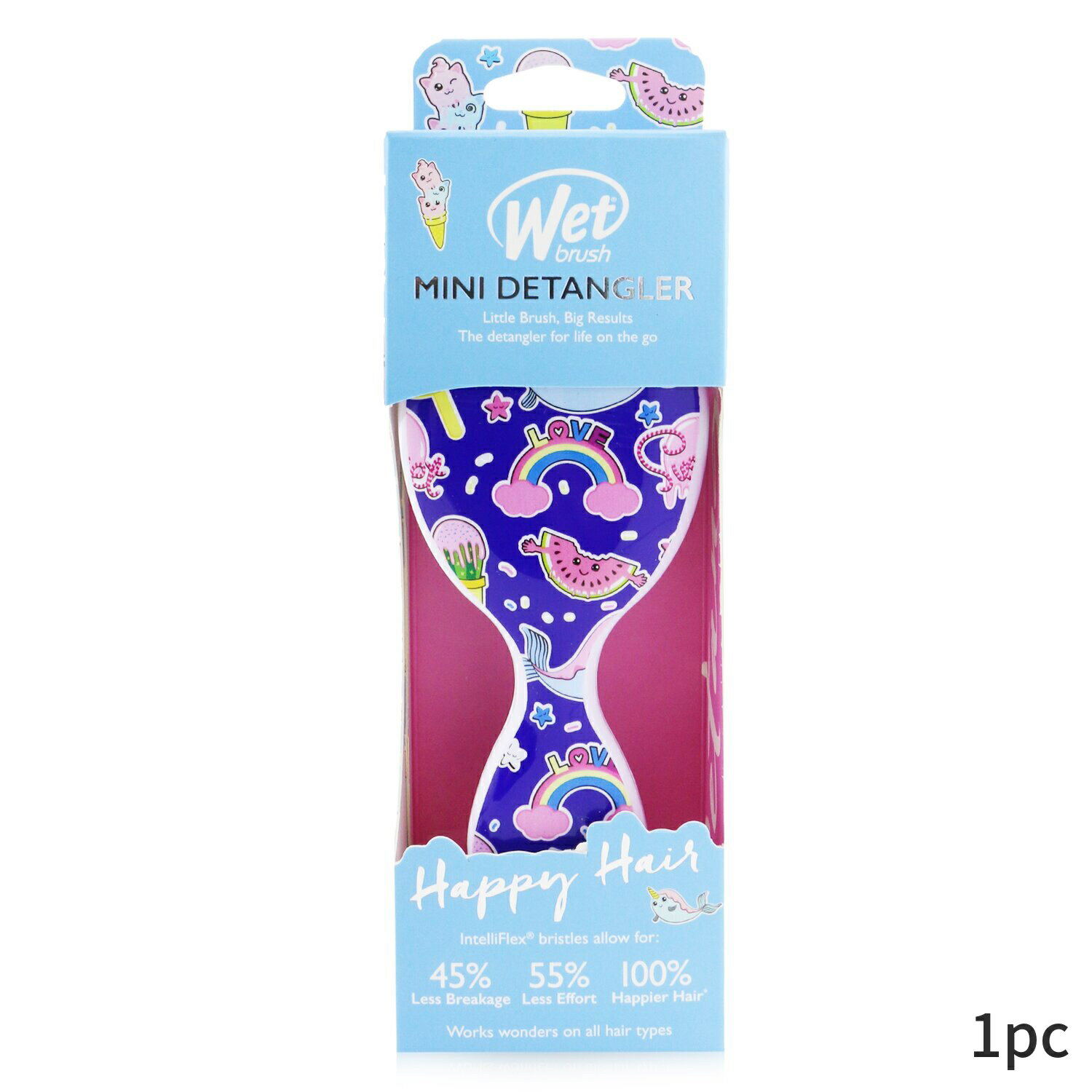 ウェットブラシ ヘアブラシ Wet Brush くし ミニ ディタングラー ハッピーヘア - # ファンタジー 1pc ..