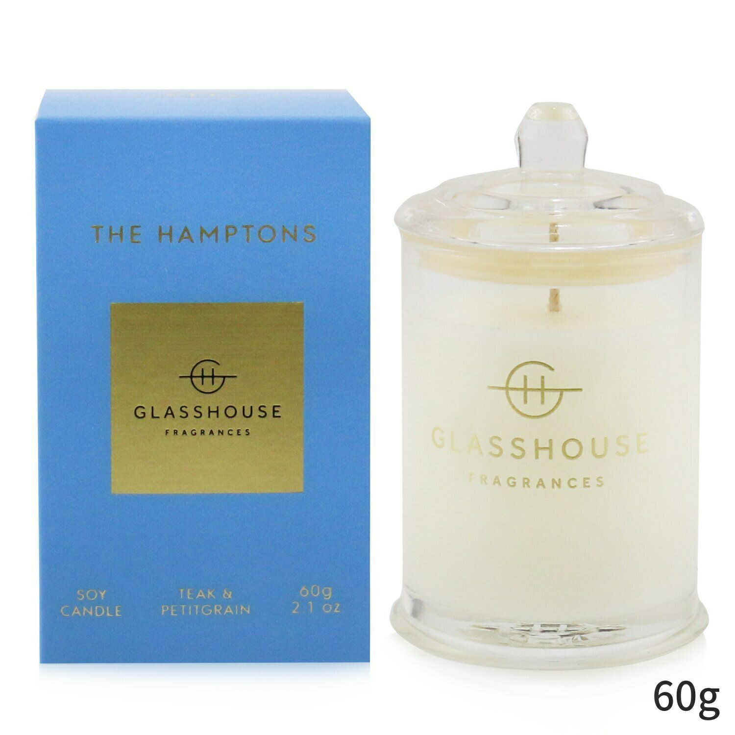 グラスハウス キャンドル Glasshouse フレグランスキャンドル おしゃれ 可愛い Triple Scented Soy Candle - The Hamptons (Teak Petitgrain) 60g ホームフレグランス 母の日 プレゼント ギフト 2024 人気 ブランド