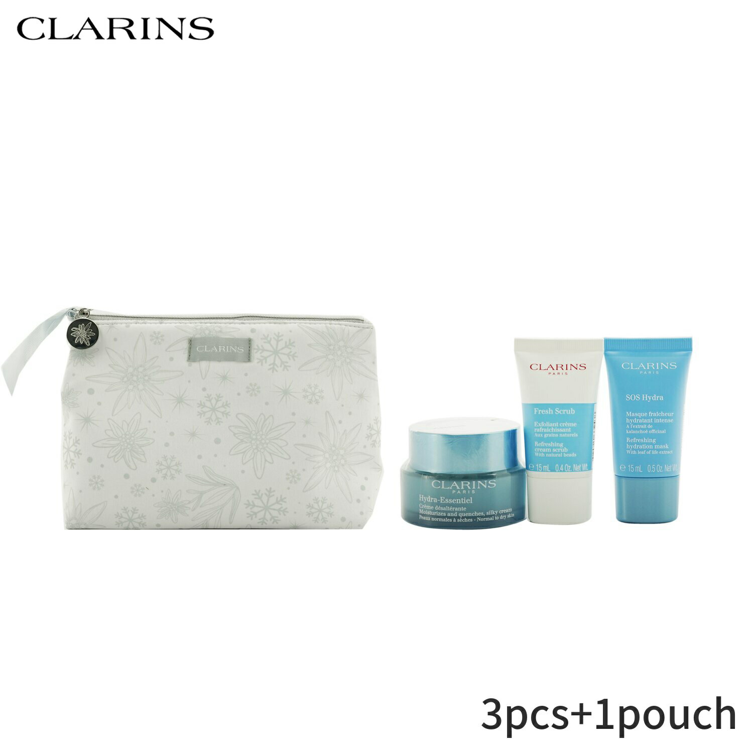 クラランス コフレ クラランス セット＆コフレ Clarins ギフトセット 【ハイドレーションコレクション】イドラエッセンティエル シルキークリーム 50ml+ フレッシュスクラブ 15ml+ SOSイドラマスク ポーチ 3pcs+1pouch レディース スキンケア 女性用 基礎化粧品 スキンケアセット