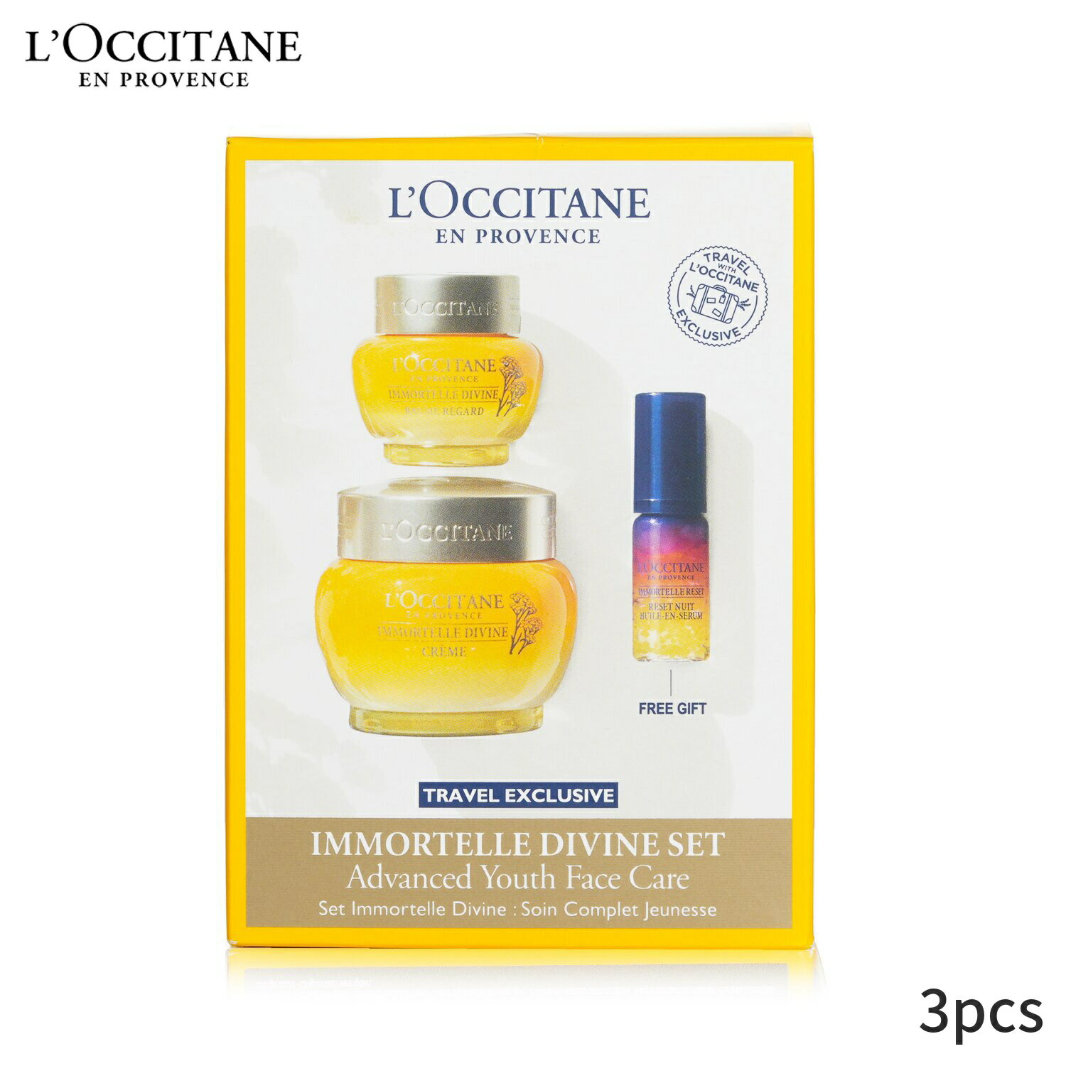 ロクシタン コフレ ロクシタン セット＆コフレ L'Occitane ギフトセット イモーテル ディバイン セット: クリーム 50ml + アイバーム 15ml オーバーナイト リセット オイルイン セラム 5ml 3pcs レディース スキンケア 女性用 基礎化粧品 スキンケアセット おしゃれ 母の日