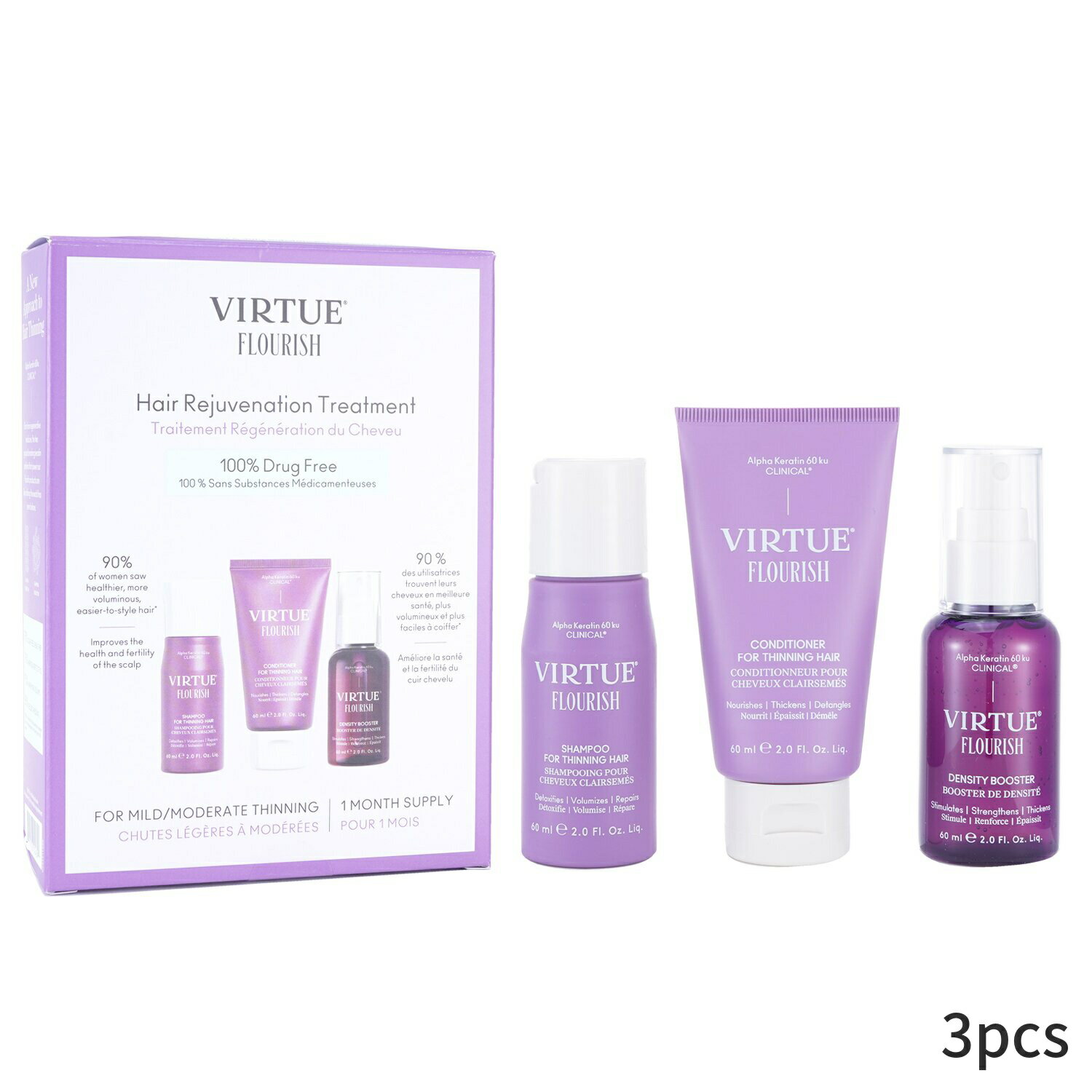 ヴァーチュ セット＆コフレ Virtue ギフトセット Flourish Hair Rejuvenation Treatment Set 3pcs ヘア..