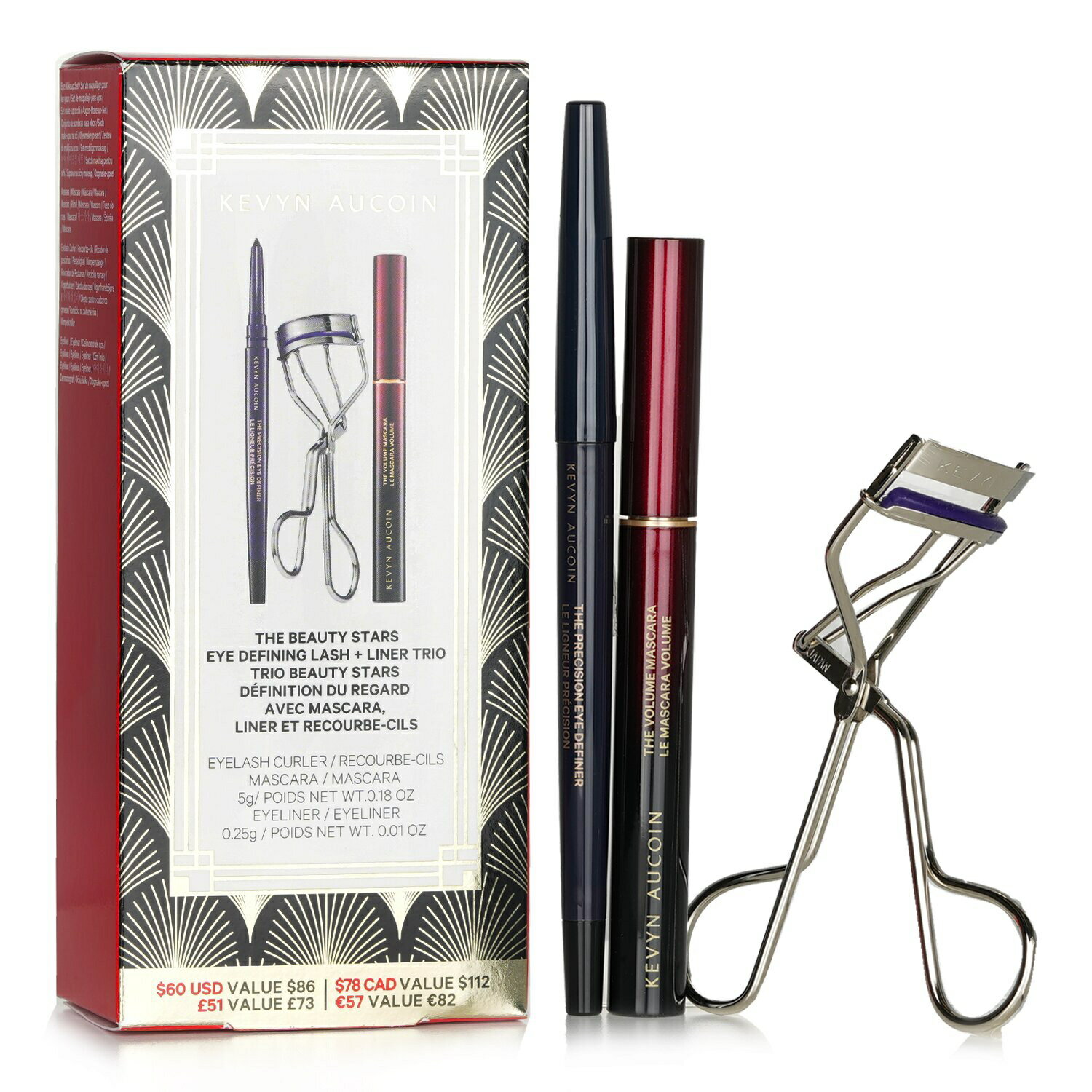 PBI[NC ZbgRt Kevyn Aucoin MtgZbg The Beauty Stars: Eye Defining Lash + Liner Trio: 1x Eyelash Curler Mascara Eyeliner 3pcs CNAbv CNAbvZbg  ̓ v[g Mtg 2024 lC