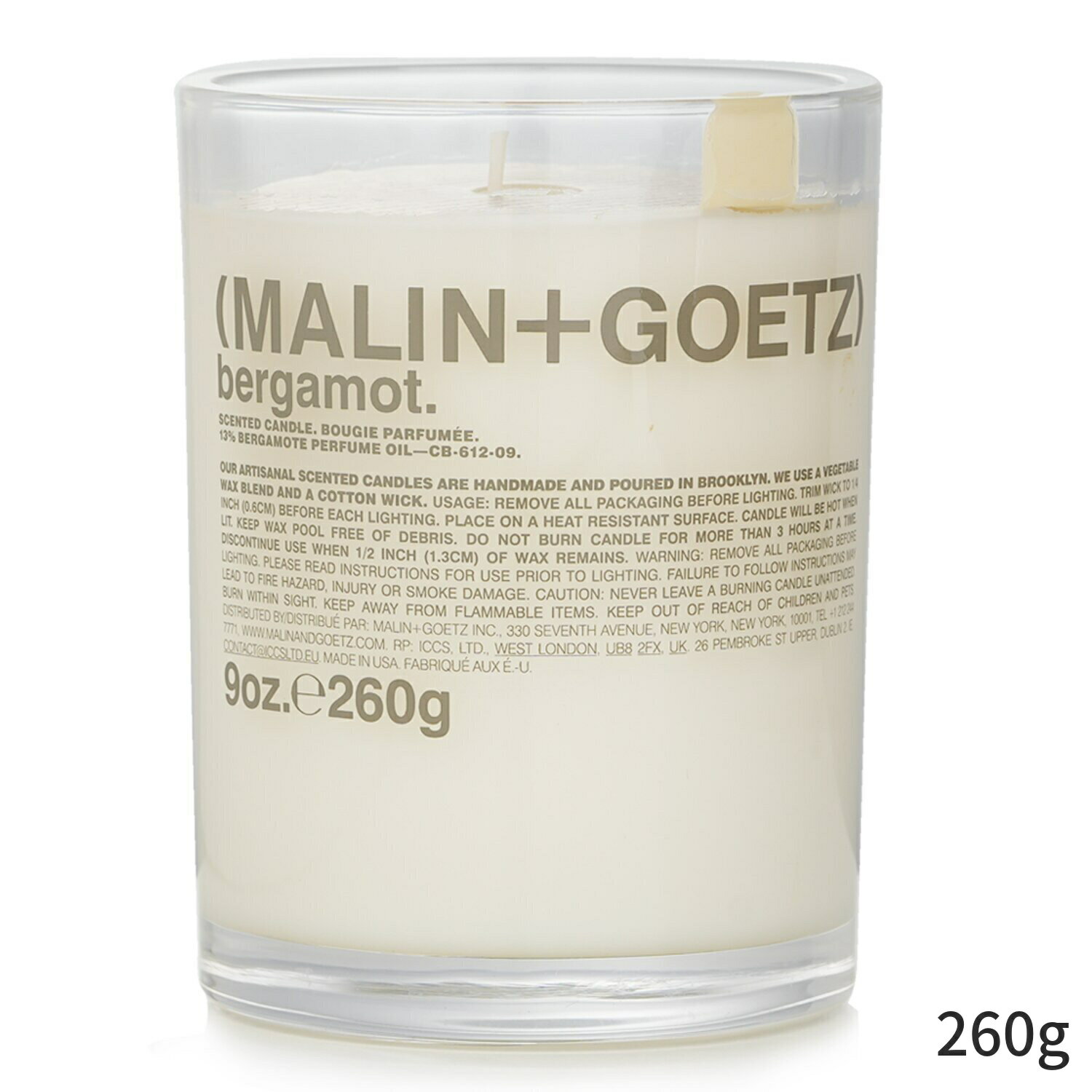 楽天BeautyLover楽天市場店マリン+ゲッツ キャンドル MALIN+GOETZ フレグランスキャンドル おしゃれ 可愛い Scented Candle - Bergamot 260g ホームフレグランス 母の日 プレゼント ギフト 2024 人気 ブランド コスメ