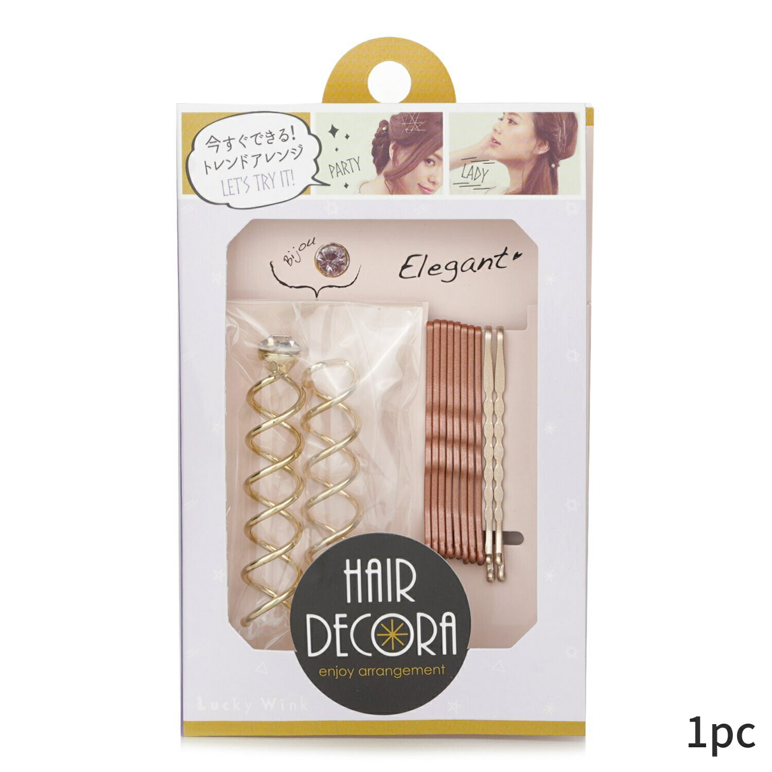 ラッキートレンディ ヘアアクセサリー Lucky Trendy Cute Hairpin Set (Pink And Gold Combination) 1p..