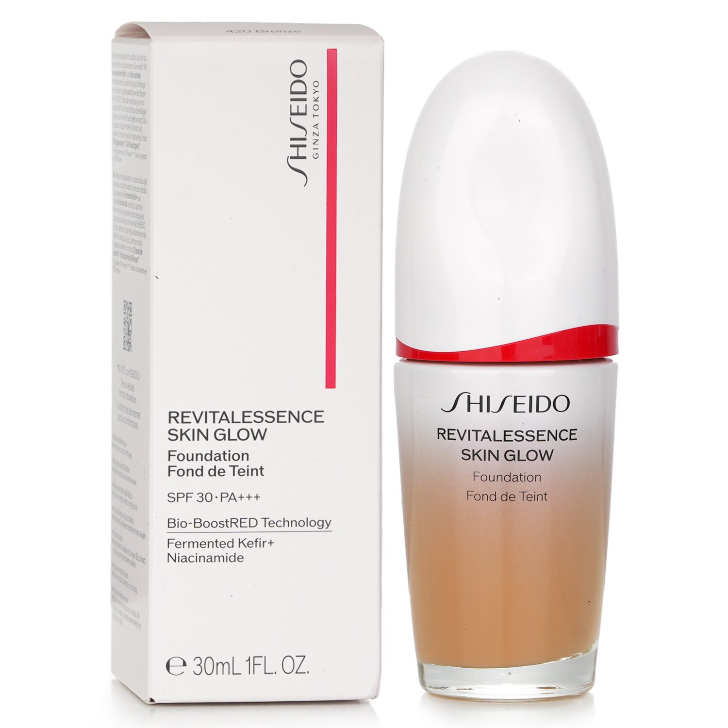 資生堂 リキッドファンデーション Shiseido Revitalessence Skin Glow Foundation SPF 30 - # 420 Bronze 30ml メイクアップ フェイス カバー力 母の日 プレゼント ギフト 2024 人気 ブランド コスメ 2