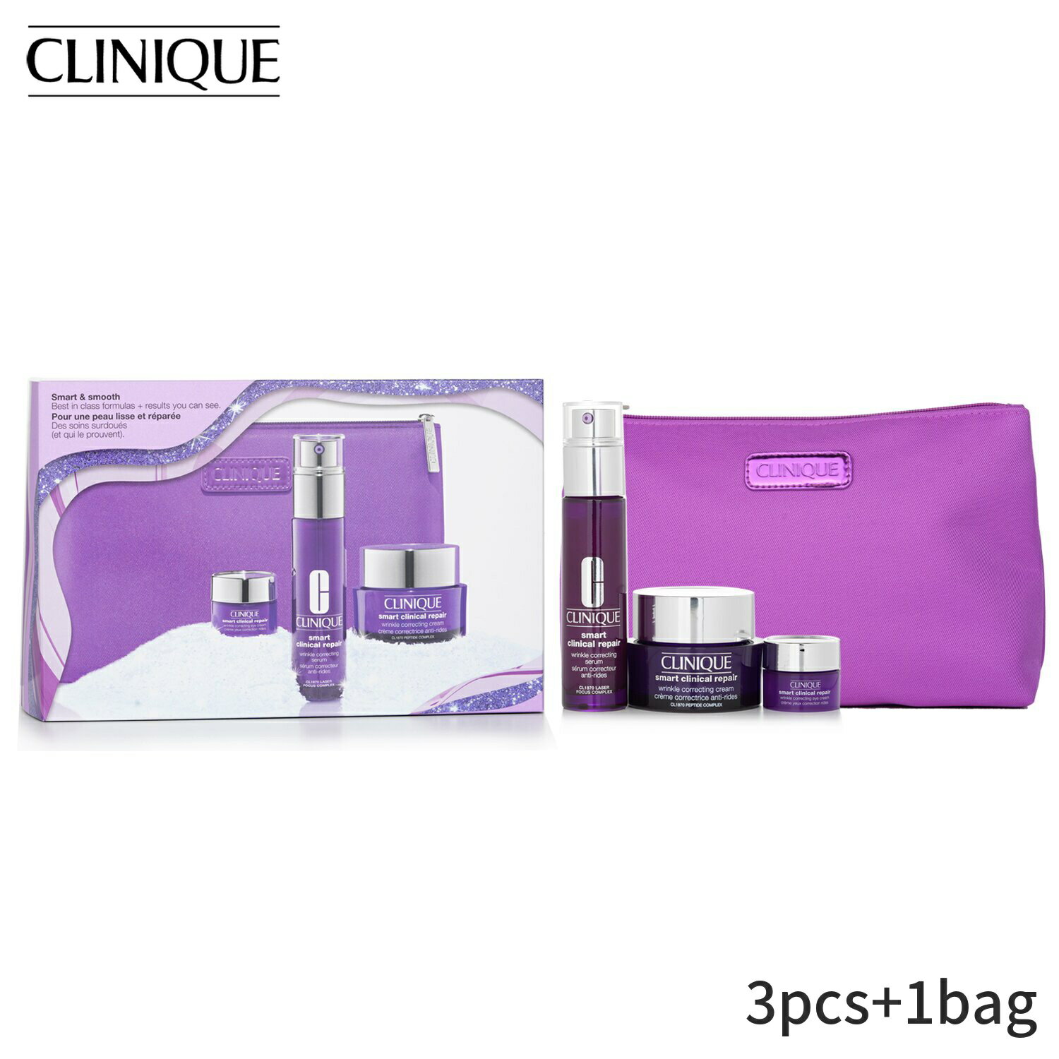 クリニーク セット＆コフレ Clinique ギフトセット Smart & Smooth Skincare Set: 3pcs+1bag レディー..