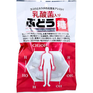 商品説明・仕様 ※メール便選択の場合、ご注文可能数量にご注意ください。別途追加料金が発生することがございます。 「ぶどう糖」+「乳酸菌」があなたの毎日をサポート！ お口の中でやさしく溶ける、お菓子感覚のぶどう糖に選び抜かれた乳酸菌を、4粒に1000億個配合しました。 ●お出かけの時、食事が十分にとれない時、会議中などに。 ●携帯に便利な個包装です。 【名称】固形ぶどう糖 【原材料】ぶどう糖、殺菌乳酸菌 【栄養成分(1包装(2g)当り)】 エネルギー・・・7.3kcaL たんぱく質・・・0.0g 脂質・・・0.0g 炭水化物・・・1.83g ナトリウム・・・0.02g 【保存方法】高温多湿を避けて保存してください。 【注意】・溶けやすく固めてある為、しばらくの期間が過ぎますと、やわらかくなる場合がありますが、品質に変わりはございません。 ・湿気やすいので、開封後はお早めにお召し上がりください。 ・自動包装のため、まれに空包装紙が混入することがございますが、計量につきましては厳正に致しておりますので、内容量に変わりはございません。 内容量：2g×20粒 製造国：日本 発売元：大丸本舗 広告文責（有）テクノウエア TEL 06-4307-6393 ※パッケージデザイン・仕様は予告なく変更することがあります。
