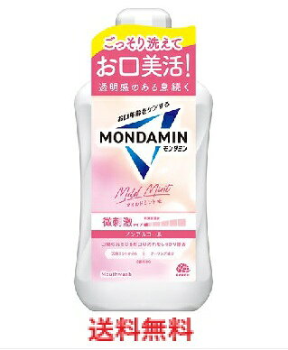 商品説明・仕様 歯垢、口臭などお口のトラブルの原因となるよごれを洗い流します。やさしいマイルドミントの香味で、ノンアルコールタイプです。 内容量：1000ml 【表示成分】溶剤：水　湿潤剤：グリセリン　溶剤：PG　矯味剤：キシリトール、グリチルリチン酸2K、サッカリンNa　洗浄補助剤：ステアレス-20、三リン酸5Na　洗浄剤：セテス-25　pH調整剤：リン酸Na、リン酸2Na　保存剤：フェノキシエタノール、メチルパラベン、セチルピリジニウムクロリド　香料（マイルドミントタイプ）　着色剤：黄4、緑201 【使用方法用途など】毎日の歯磨きに加え、適量約20mL（キャップ半分の線）を口に含み、20～30秒程すすいでから吐き出す。（使用後のすすぎは不要） 【使用上の注意】内服液ではないので飲まない。直射日光を避け、乳幼児の手の届かない所に保管する。口中の異常、発疹、かゆみ等の症状が現れた場合は使用を中止し、医師に相談する。 【保管保存方法】直射日光を避け、乳幼児の手の届かない所に保管する。 原産国：日本 メーカー名： アース製薬 広告文責（有）テクノウエア TEL 06-4307-6393 ※パッケージデザイン・仕様は予告なく変更することがあります。