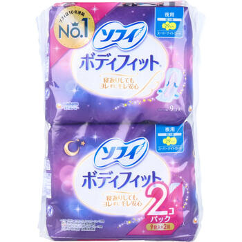 ソフィ ボディフィット スーパーナイトガード 夜用 羽つき 9枚入×2個パック 【unicharm ユニ・チャーム..