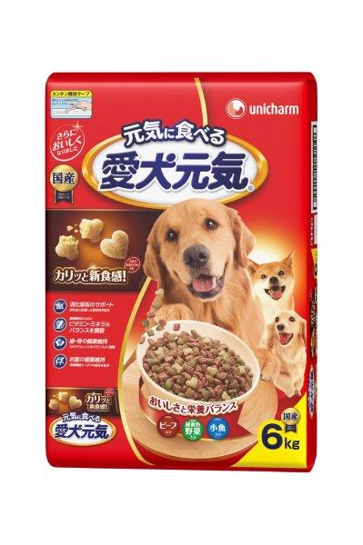 愛犬元気　ビーフ・野菜・小魚6.0kg　【ユニ・チャーム 　ドッグフード　愛犬　ペット用品　ペットグッズ】