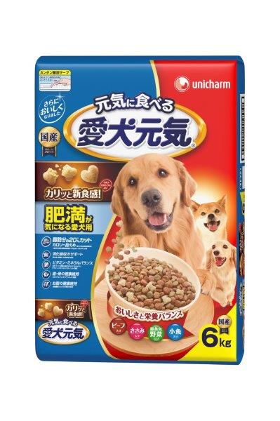 商品説明・仕様 内容量：6.0kg 原材料：穀類(トウモロコシ、小麦粉、コーングルテンフィード、コーングルテンミール、フスマ、パン粉、脱脂米糠等)、肉類(チキンミール、ビーフミール、ポークミール、チキンエキス、ビーフパウダー、ササミパウダー等)、野菜類(ビートパルプ、ニンジンパウダー、カボチャパウダー、ホウレンソウパウダー)、動物性油脂、豆類(脱脂大豆、大豆エキス)、魚介類(フィッシュミール、乾燥小魚)、ビール酵母、チーズパウダー、ミネラル類(カルシウム、塩素、コバルト、銅、鉄、ヨウ素、カリウム、マンガン、リン、亜鉛)、ビタミン類(A、B1、B2、B6、B12、C、D、E、K、コリン、ナイアシン、パントテン酸、ビオチン、葉酸)、着色料(赤色102号、赤色106号、黄色4号、黄色5号、青色1号)、酸化防止剤(ミックストコフェロール、ハーブエキス)、ミルクカルシウム　 【保障成分】:タンパク質24.0%以上、脂質6.5%以上、粗繊維5.0%以下、粗灰分9.0%以下、水分10.0%以下　 【エネルギー】:約340kcal 製造国：日本 発売元：ユニ・チャーム 株式会社 広告文責（有）テクノウエア TEL 06-4307-6393 ※パッケージデザイン・仕様は予告なく変更することがあります。