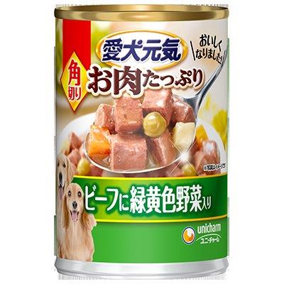 乐天商城 - 愛犬元気　缶　角切り　ビーフに緑黄色野菜入り 375g　【ユニ・チャーム 　お肉をたっぷり ドッグフード　愛犬　ペット用品　ペットグッズ】
