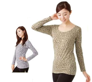 【1点までメール便可能】裏起毛あたたかレオパード柄　インナー　【セルヴァン　裏起毛あたたかインナ..