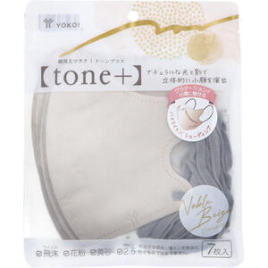 【メール便可能（2点まで）】細見えマスク tone+(トーンプラス) ノーブルベージュ 7枚入 【光と影　陰影　小顔演出　鼻先ハイライト　フェイスライン　シェーディング効果】