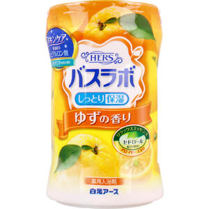 HERSバスラボ 薬用入浴剤 ゆずの香り 600g　【白元アース　保湿　入浴料　お風呂　おふろ　バスパウダー　粉末入浴剤　リラックス　スキンケア　アロマ　香り】