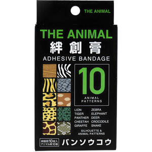 【メール便可能（4点まで）】THE ANIMAL 絆創膏 10枚入　【絆創膏　ばんそうこう　怪我　けが　傷　手当て　動物　どうぶつ　アニマル柄　スタイリッシュ】