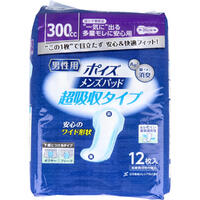 ポイズ メンズパッド 超吸収タイプ 一気に出る多量モレに安心用 12枚入 【おむつ オムツ 介護 消臭 抗菌 軽失禁】