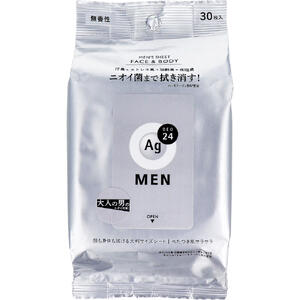 エージー24メン メンズシート フェイス&ボディ用 無香性 30枚入 【ファイントゥデイ ボディシート フェイスシート ボディケア 匂い 汗 体臭対策 大きめ ...