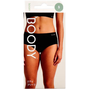 BOODY ミディ ブリーフ ブラック Sサイズ 1枚入【ブーディー　下着　ショーツ　オーガニックバンブー　..