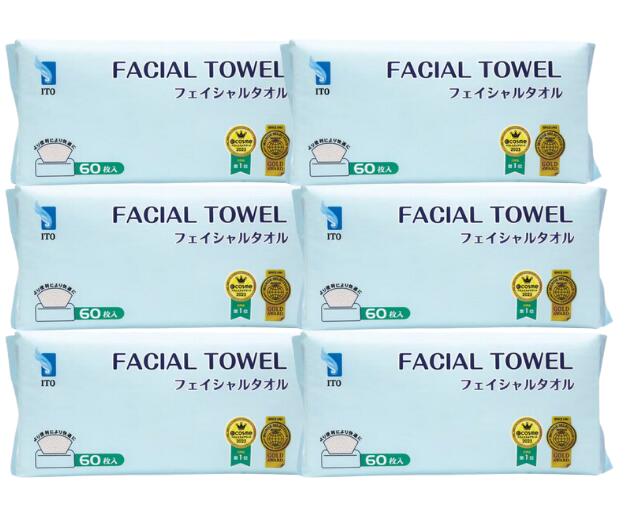 6個 ITO フェイシャルタオル(60枚) ティッシュタイプの使い捨てタオル6個 計360枚 【在庫処分】【数量限定特価】【送料無料】