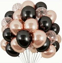 ブラック&ローズゴールドバルーンキット50個セット 母の日、誕生日パーティー、結婚式、卒業式、婚約パーティー【ゆうメール等で送料無料1】