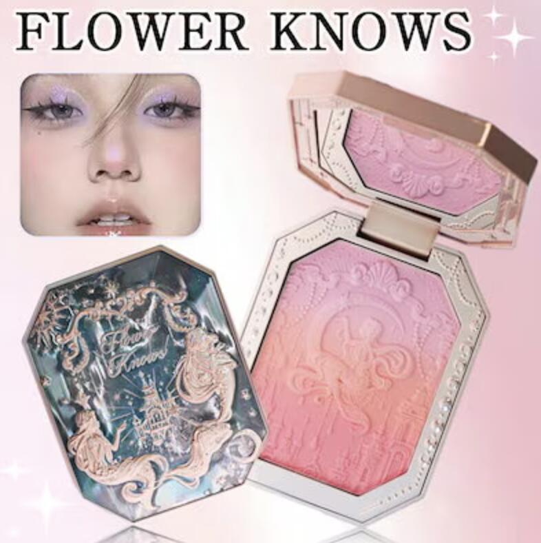 Flower Knows フラワーノーズ 月光人魚シリーズ ジュエリーブラッシュ 月光人魚 チーク クリームチーク パウダーチーク グラデーション ハイライトマット膨らみカラーの3色