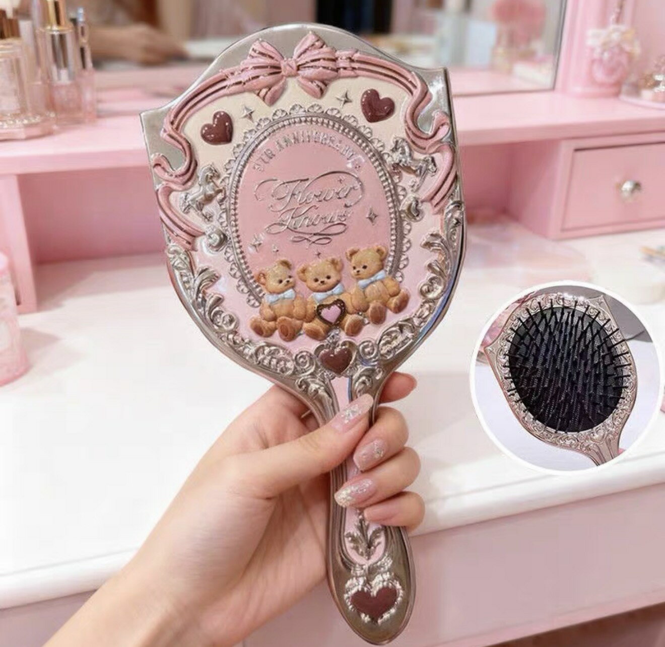 スウィーティーベア ヘアブラシ　新作　FlowerKnows　フラワーノーズ9周年　ヘアブラシ　スウィーティーベア