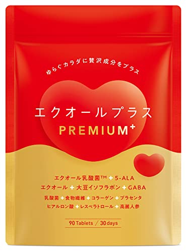 エクオール イソフラボン 5-ALA 高麗人参 GABA イヌリン 大人女性の美と健康に 国内製造 90粒 30日分 エクオールプラスPREMIUM