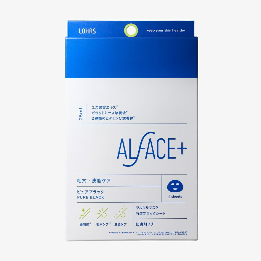 ALFACE+(オルフェス) ピュアブラックマスク【透明感・毛穴ケア＋皮脂ケア】25ml×4枚入BOXのサムネイル