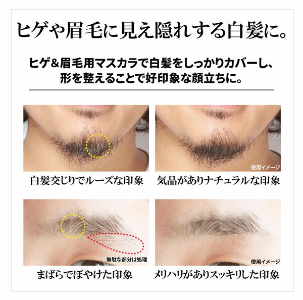 白髪隠し メンズ マスカラ BRO. FOR MEN Quick Mascara もみあげ ヒゲ 眉毛 生え際 部分染め 髭 口髭 あごひげ 白髪かくし 生え際用・ポイント用 生え際隠し はえぎわ 部分隠し 外出前 簡単 おすすめ 保湿 白髪 ひげ 身だしなみ 髪 髪の毛 送料無料