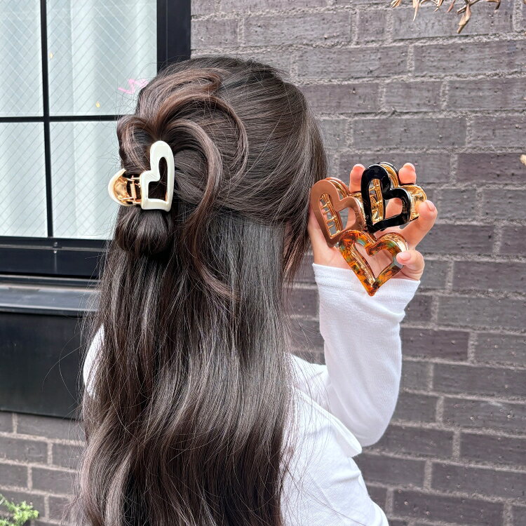 Rakuten - ヘアクリップ ヘアピン かわいい ハート型韓国 アクセサリー ヘアアクセサリー クリップ ヘアクリップ まとめ髪 ハーフアップ ヘアアレンジ 大きい 大 中 ミディアム アクリル lattencos ラテアンドコス