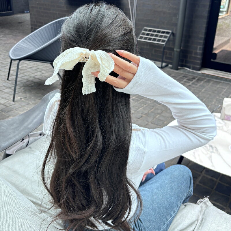 Rakuten - ヘアゴム リボン韓国 アクセサリー ヘアアクセサリー クリップ ヘアクリップ まとめ髪 ハーフアップ ヘアアレンジ 大きい 大 中 ミディアム アクリル lattencos ラテアンドコス