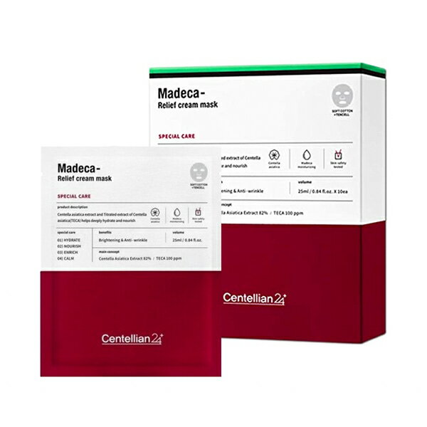 センテリアン24 マデカ リリーフ クリーム マスク 1枚CENTELLIAN24 マスクパック シートマスク フェイスパック スキンケア 水分 保湿 lattencos ラテアンドコス 韓国コスメのサムネイル
