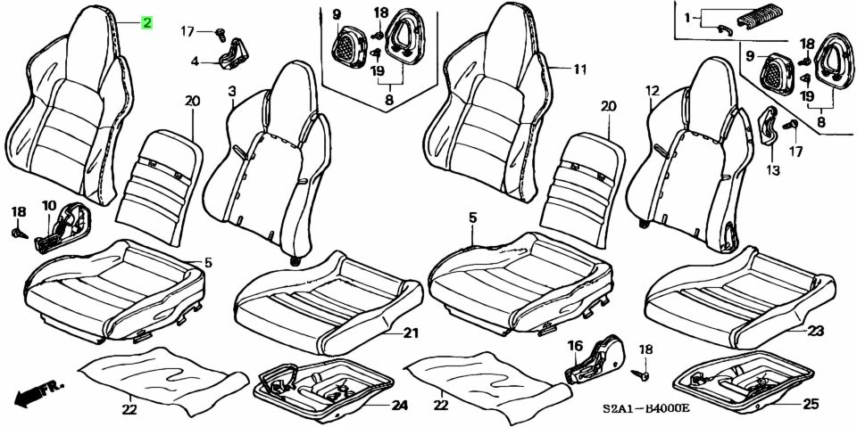 ホンダ S2000 ABA-AP1 カバー R フロントシートバツクトリム COVER R FR SEATBACK TRIM R153L Genuine HONDA 純正