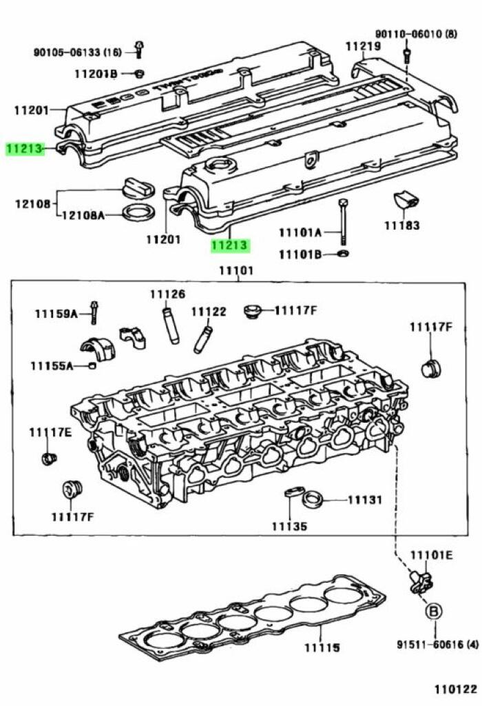 トヨタ マークII JZX100 シリンダヘッドカバー ガスケット ×1 GASKET CYLINDER HEAD COVER 1JZGTE JZX100 exhaust SIDE 1996/09～2000/10 純正 Genuine