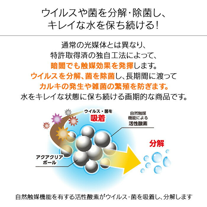アクアクリアボール 約2リットル対応 除菌 ヌメり防止 抗ウイルス カルキ分解 自然...