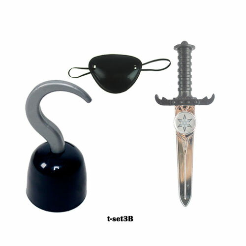 船長フック短剣眼帯セット船長 フック 長さ 21 cm 直径 9.5 cm眼帯 横 7.8 cm 縦 5.6 cm ゴムで調整短..